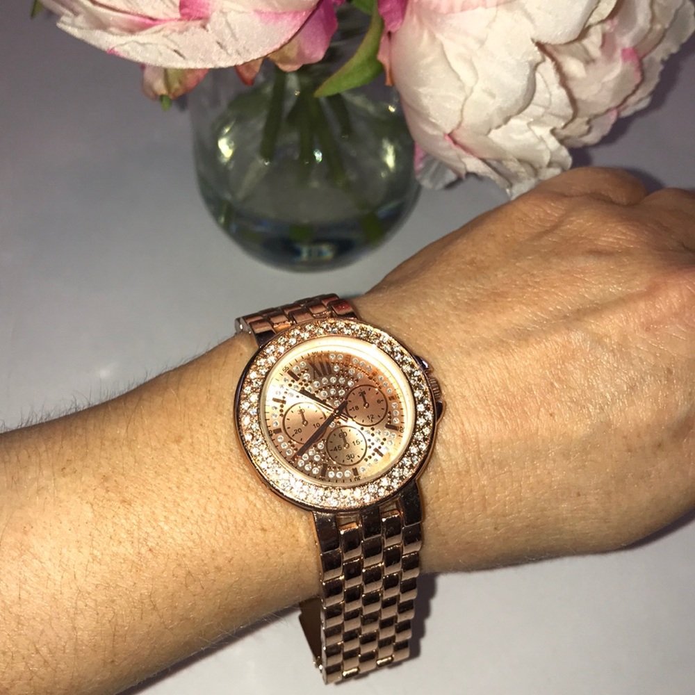 Rose Gold Rhinestone Watch - Picture 3 of 4